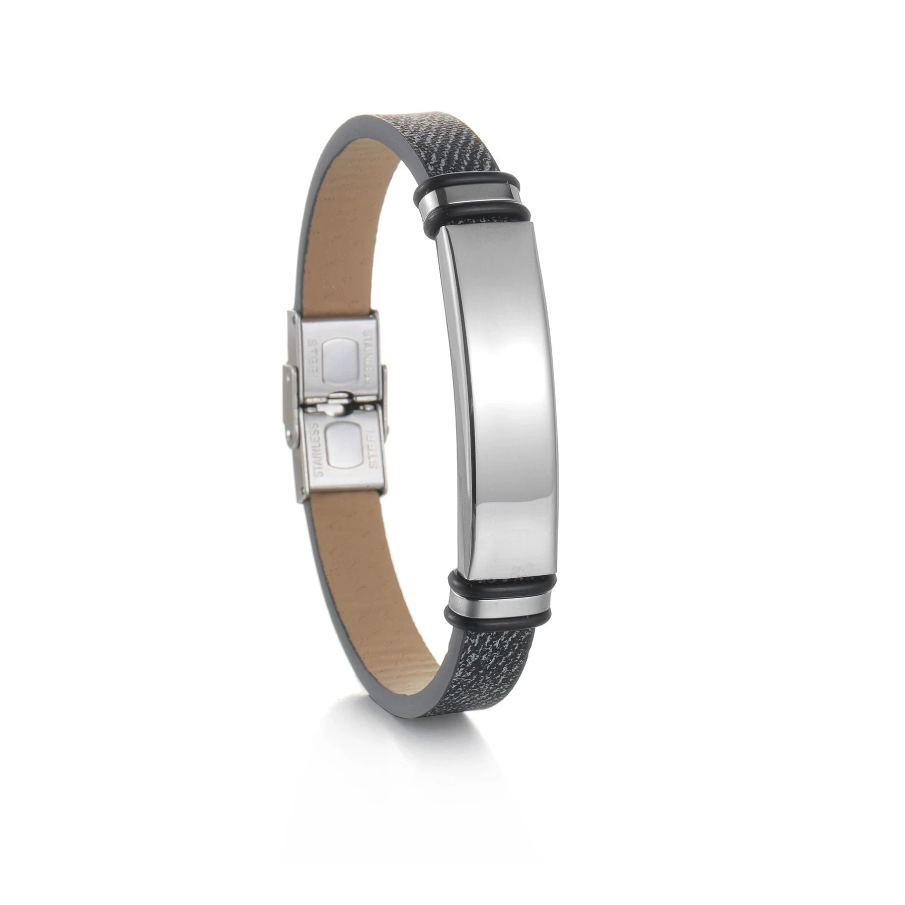 Stainless Steel Geometric Couple Sports Bracelet With Laser Engraving And Polish Design - Image 5