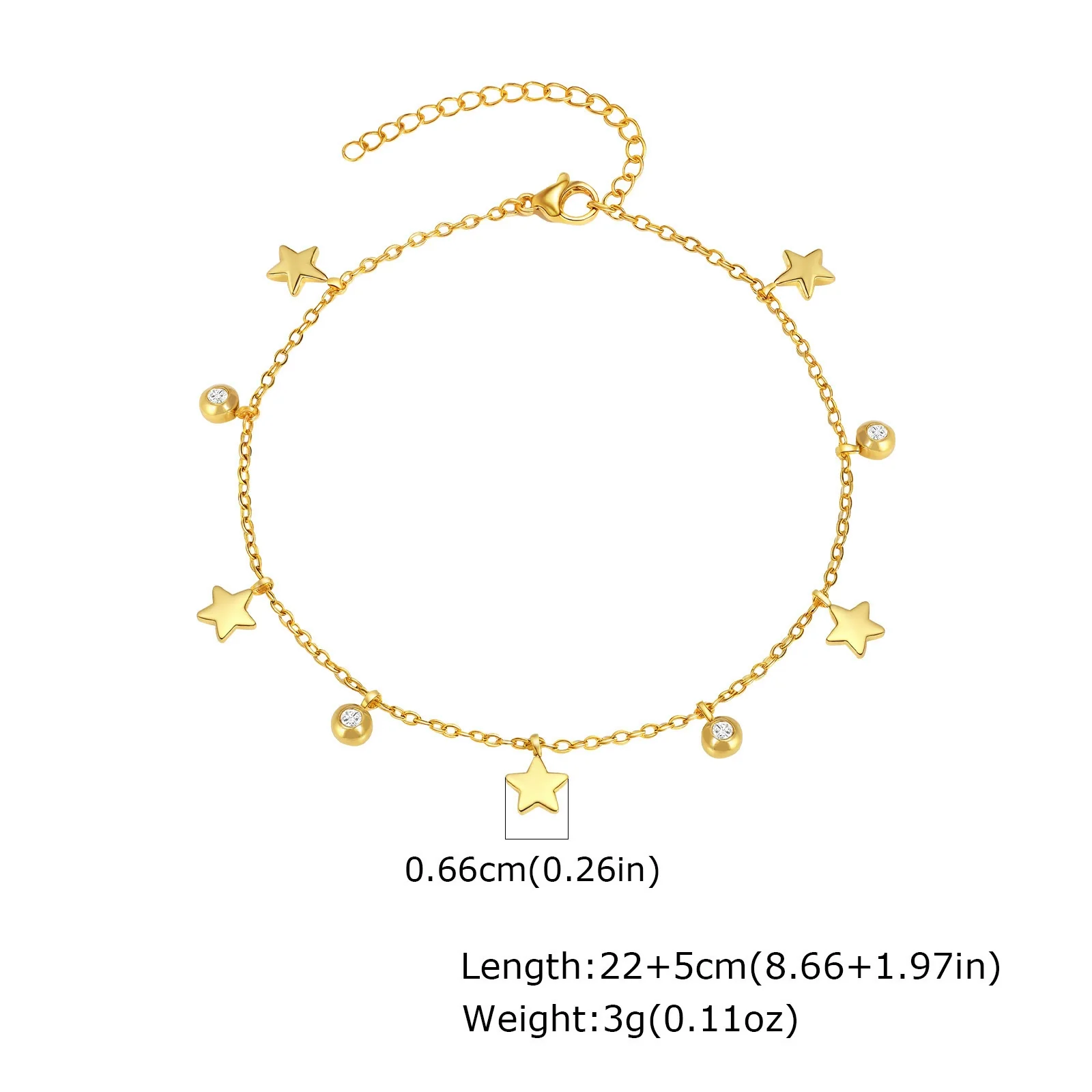 Stainless Steel Geometric Crown Butterfly Cross Ball Bead Zircon Anklet For Women - Image 9