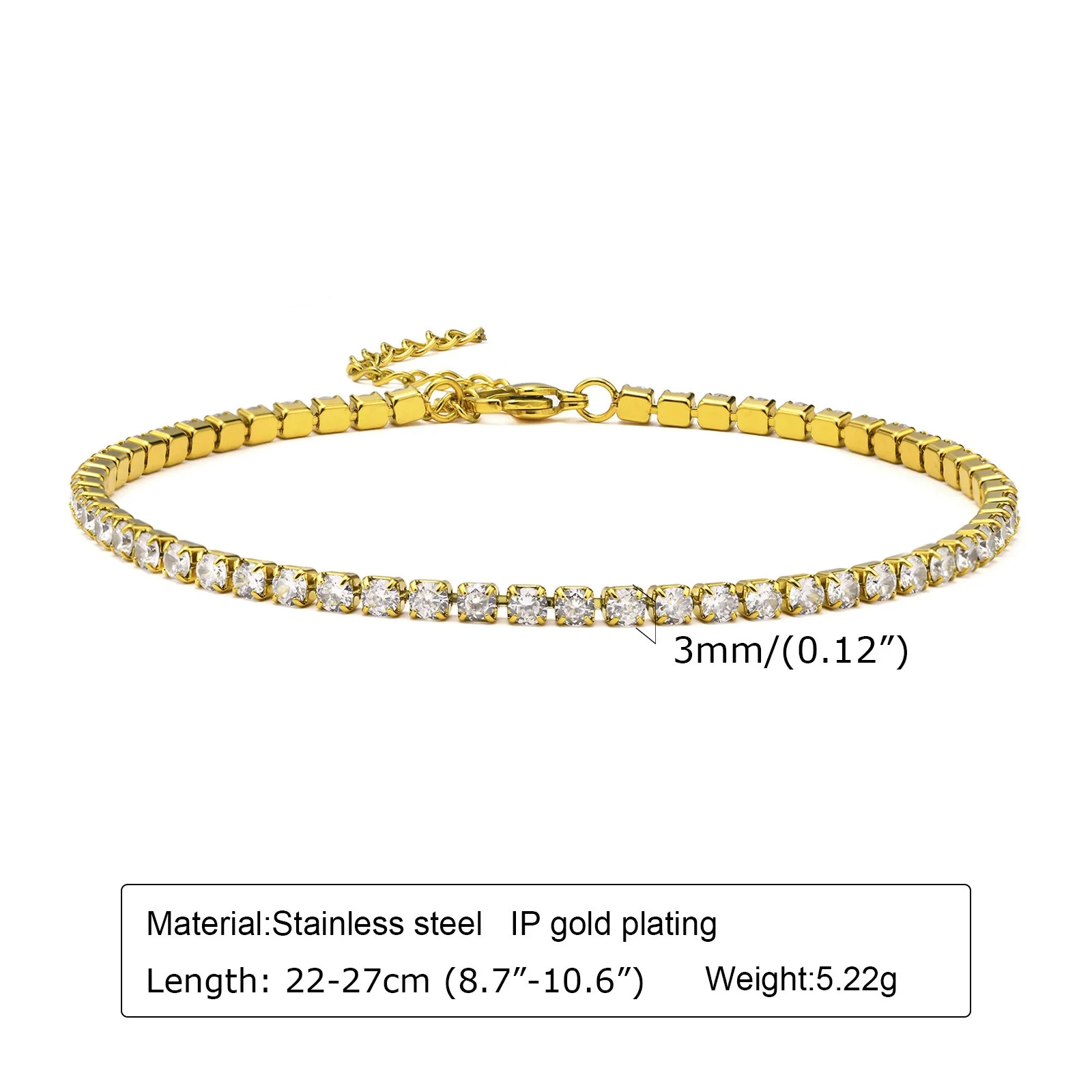 Stainless Steel Geometric Diamond Tennis Bracelet For Women - Image 7