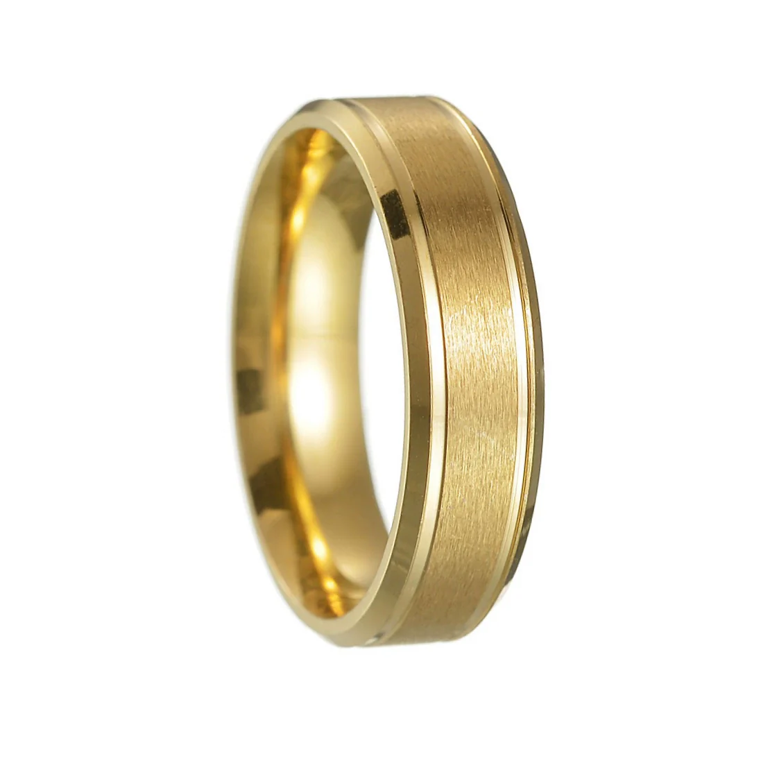 Stainless Steel Geometric Double Bevel Simple Unisex Ring With Electroplating Design - Image 10