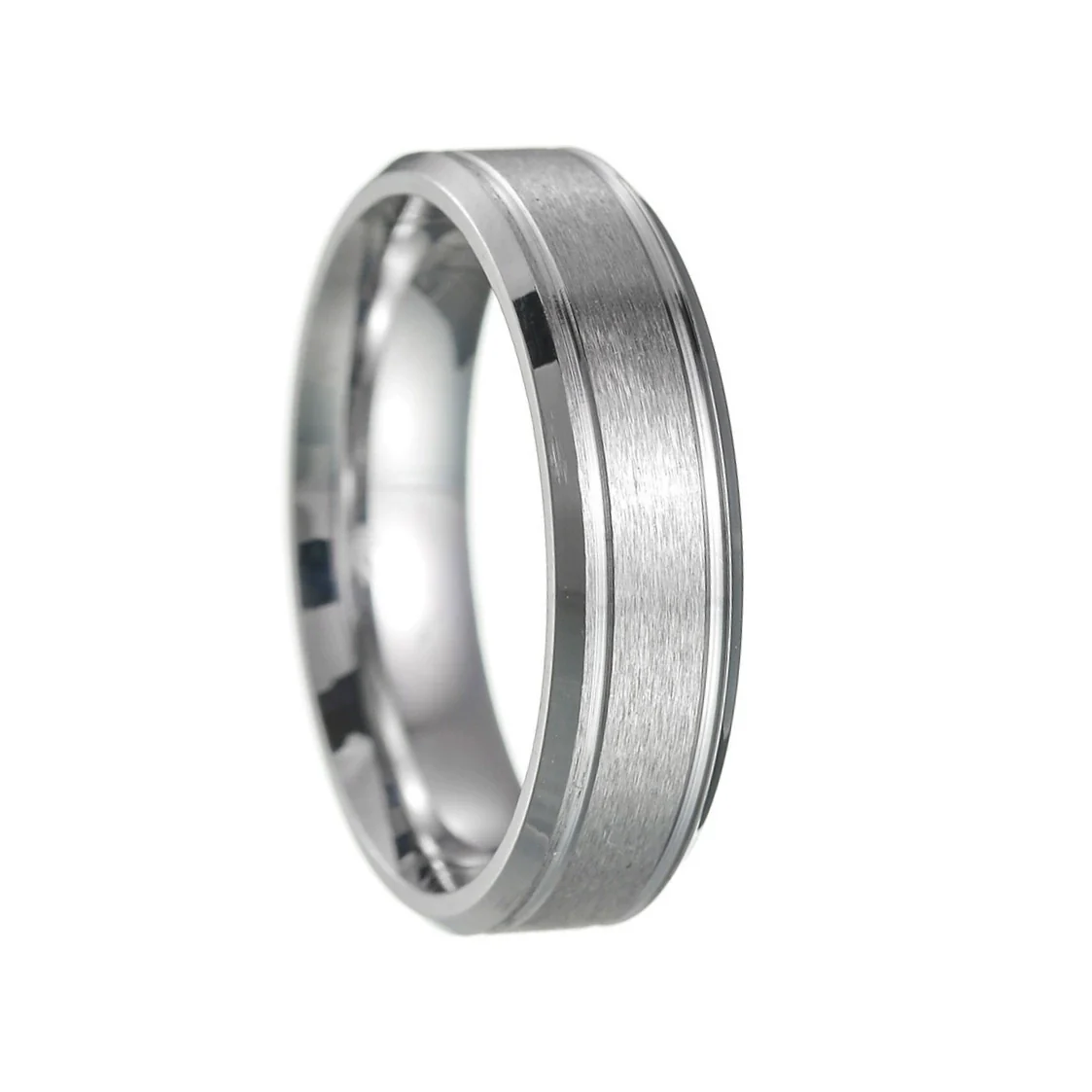 Stainless Steel Geometric Double Bevel Simple Unisex Ring With Electroplating Design - Image 11