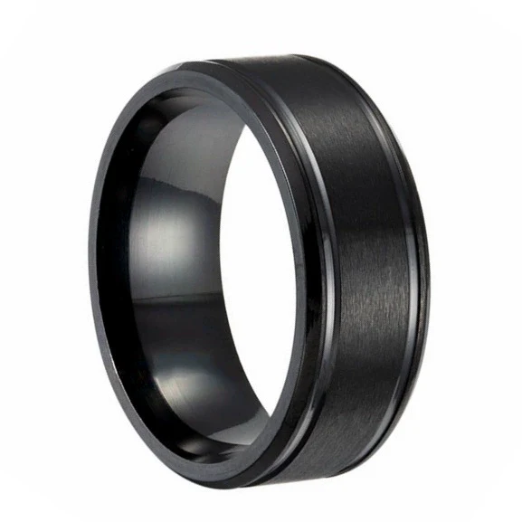 Stainless Steel Geometric Double Bevel Simple Unisex Ring With Electroplating Design - Image 6
