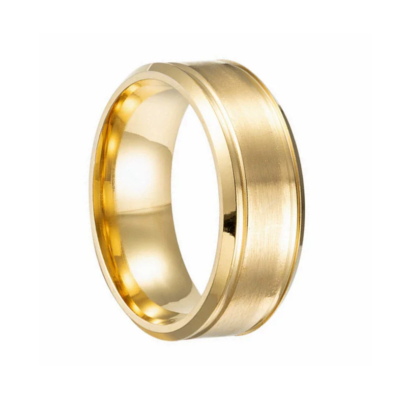 Stainless Steel Geometric Double Bevel Simple Unisex Ring With Electroplating Design - Image 7