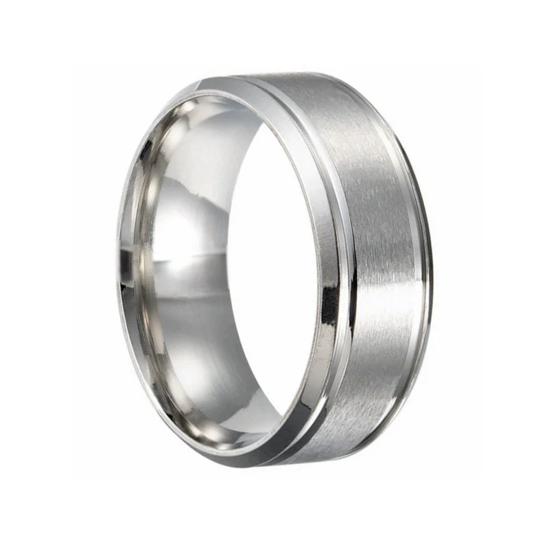 Stainless Steel Geometric Double Bevel Simple Unisex Ring With Electroplating Design - Image 8