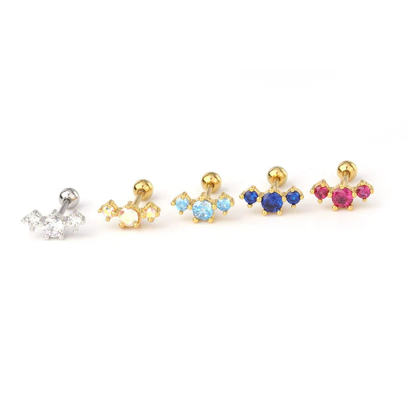 Stainless Steel Geometric Electroplated Ear Nail Piercing Jewelry - Image 5