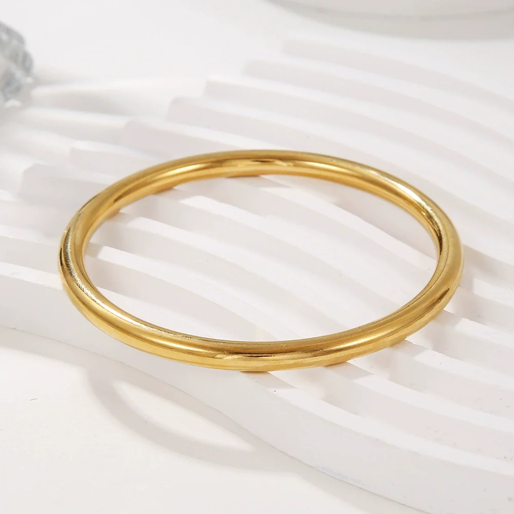 Stainless Steel Geometric Electroplated Imitation Gold Unfading Bracelet For Women - Image 4