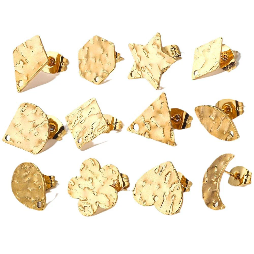 Stainless Steel Geometric Embossed Earring Piece Jewelry Accessories For Earrings Making With Electroplating And 18K Gold Plating - Image 5