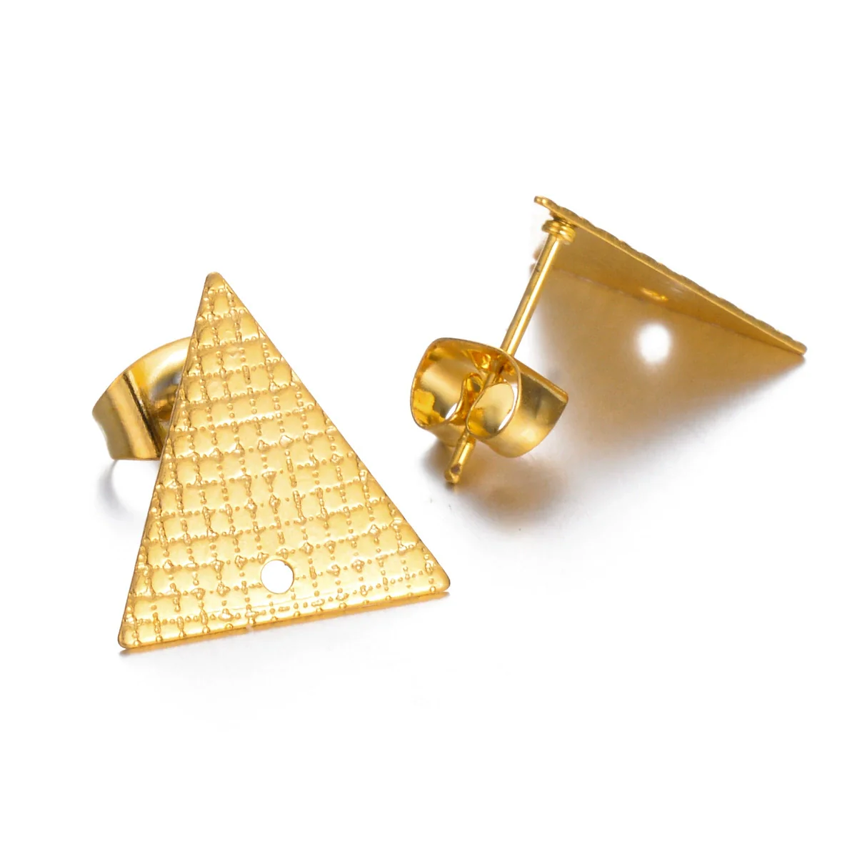 Stainless Steel Geometric Embossed Electroplated Earrings For Diy Making - Image 13