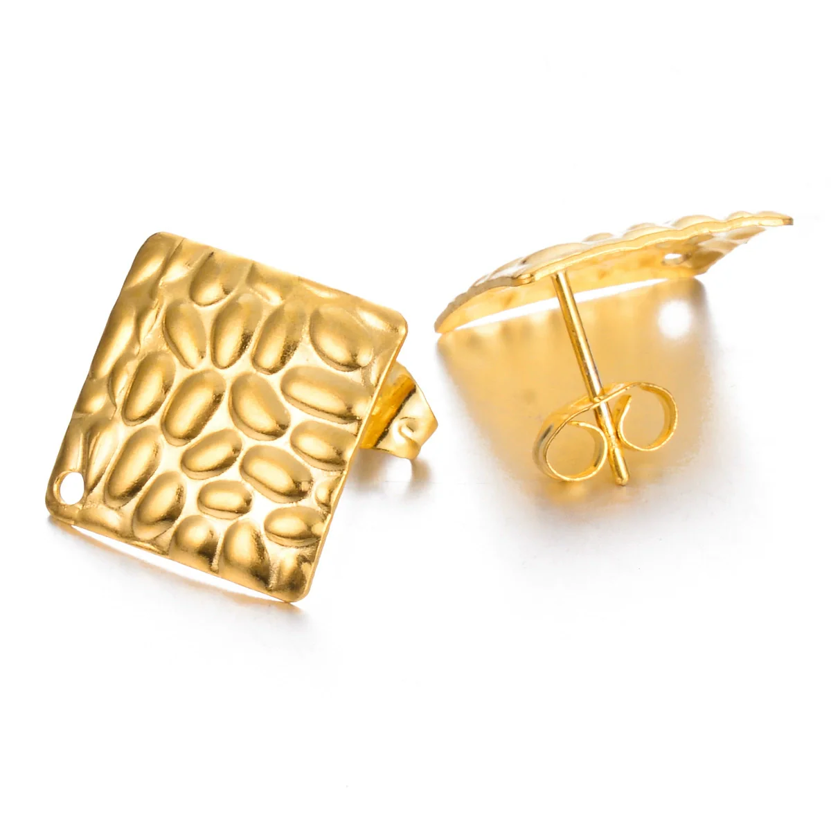 Stainless Steel Geometric Embossed Electroplated Earrings For Diy Making - Image 17