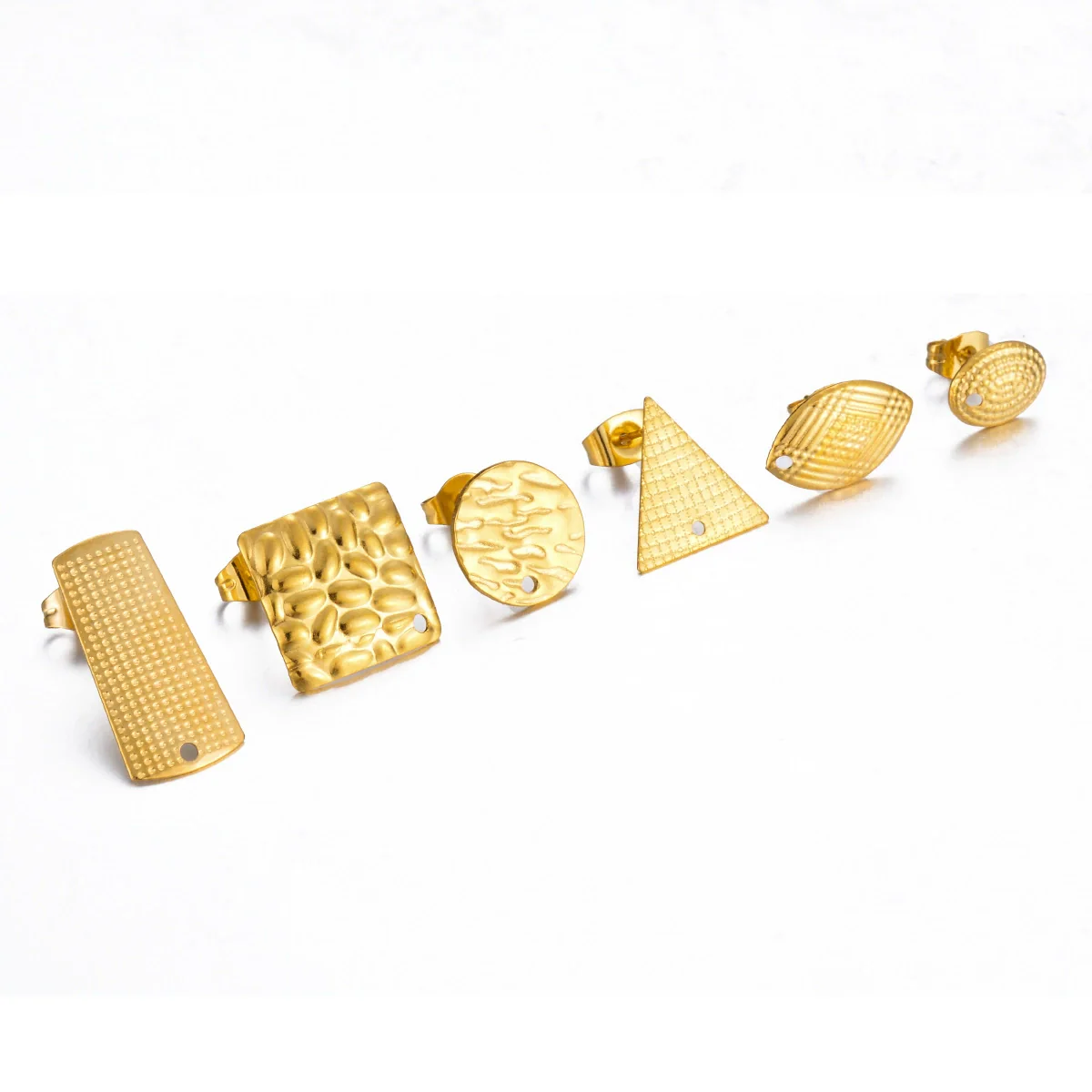 Stainless Steel Geometric Embossed Electroplated Earrings For Diy Making - Image 2