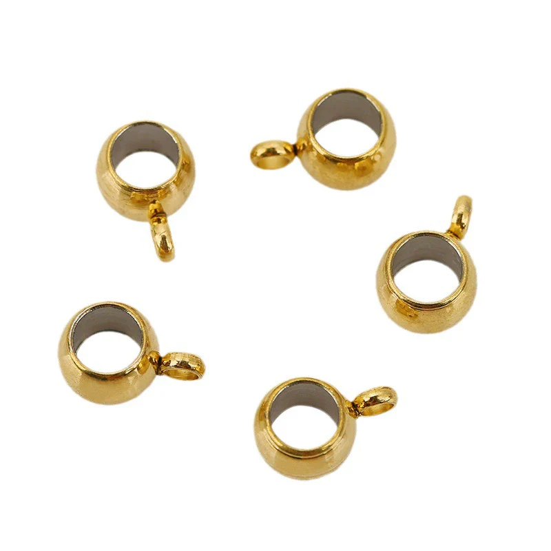 Stainless Steel Geometric Glossy Welding Ring Single Hole Beads 18K Vacuum Plated Pendant Accessories For Handmade Jewelry - Image 3