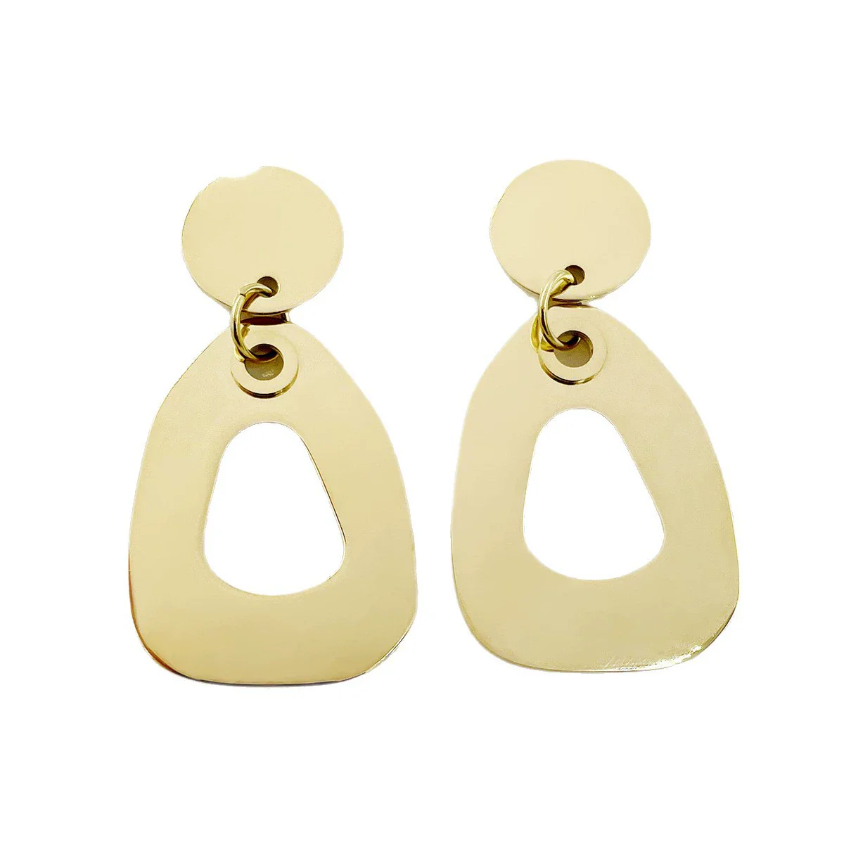 Stainless Steel Geometric Hollow Electroplated Earrings - Image 5