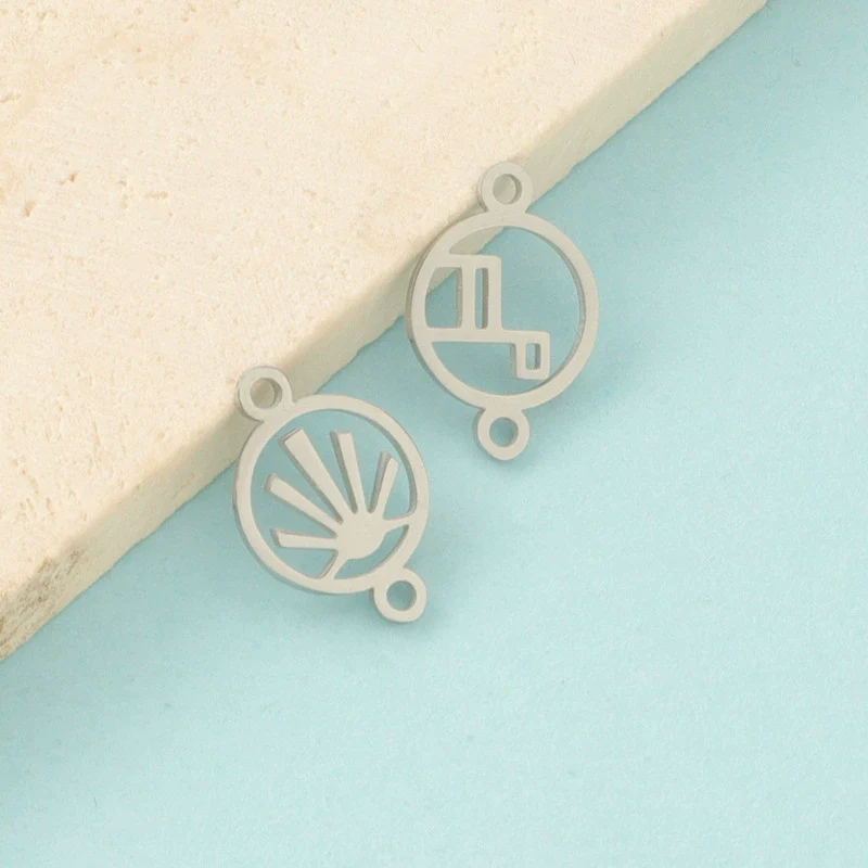 Stainless Steel Geometric Irregular Doublehole Hollow Pendant Diy Jewelry Accessories Fine Polishing