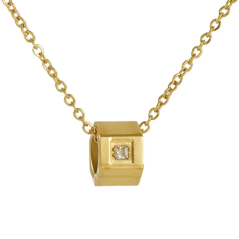 316L Stainless Steel Geometric Joker Hexagonal 3D Pendant Necklace Electroplating Unisex - Image 5