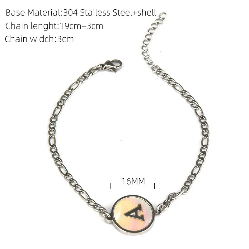 316L Stainless Steel Geometric Letter Bracelet For Women