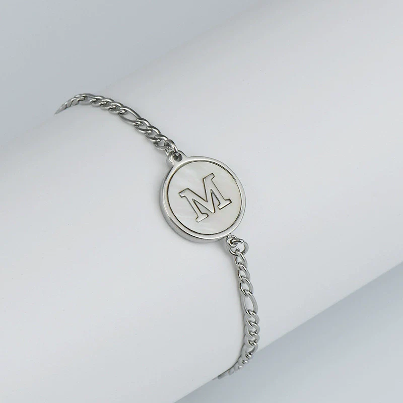 316L Stainless Steel Geometric Letter Bracelet For Women - Image 17