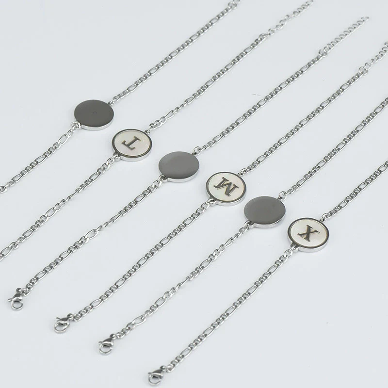 316L Stainless Steel Geometric Letter Bracelet For Women - Image 2