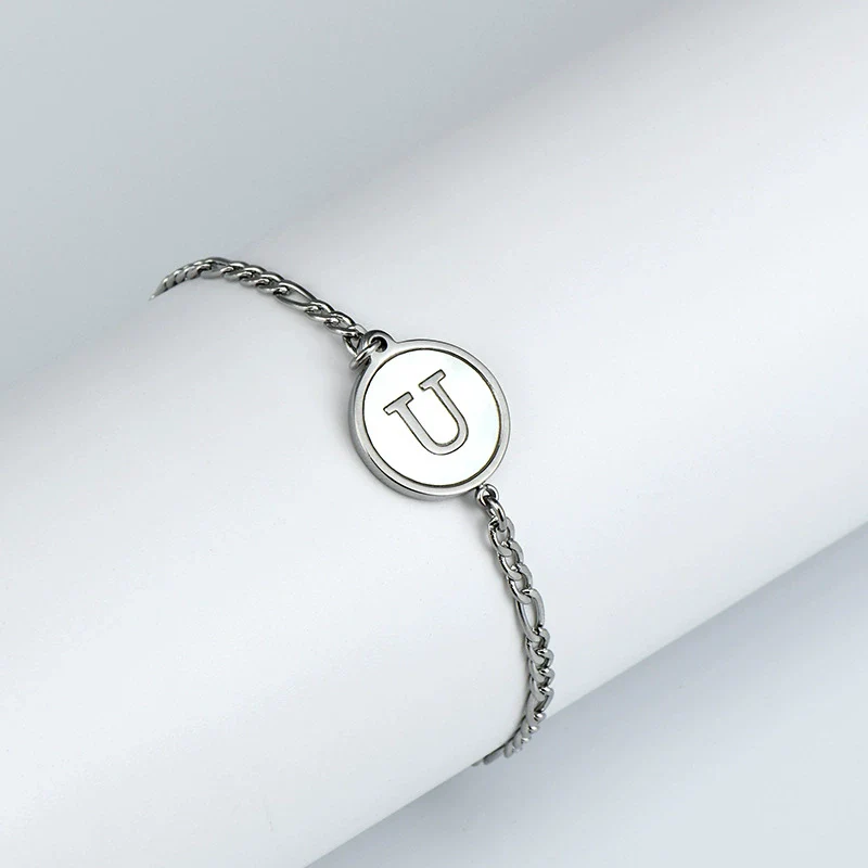 316L Stainless Steel Geometric Letter Bracelet For Women - Image 25