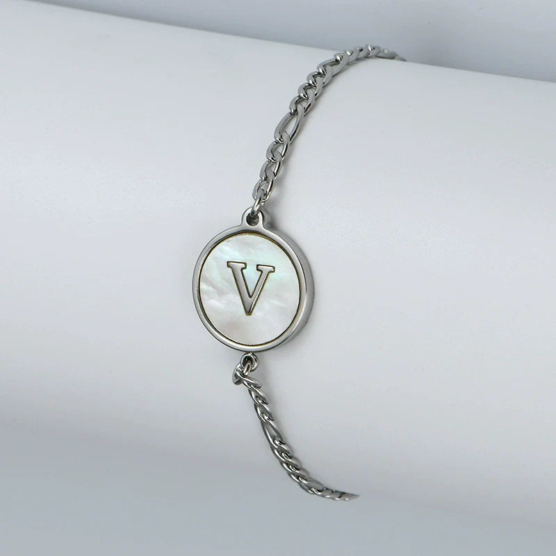 316L Stainless Steel Geometric Letter Bracelet For Women - Image 26