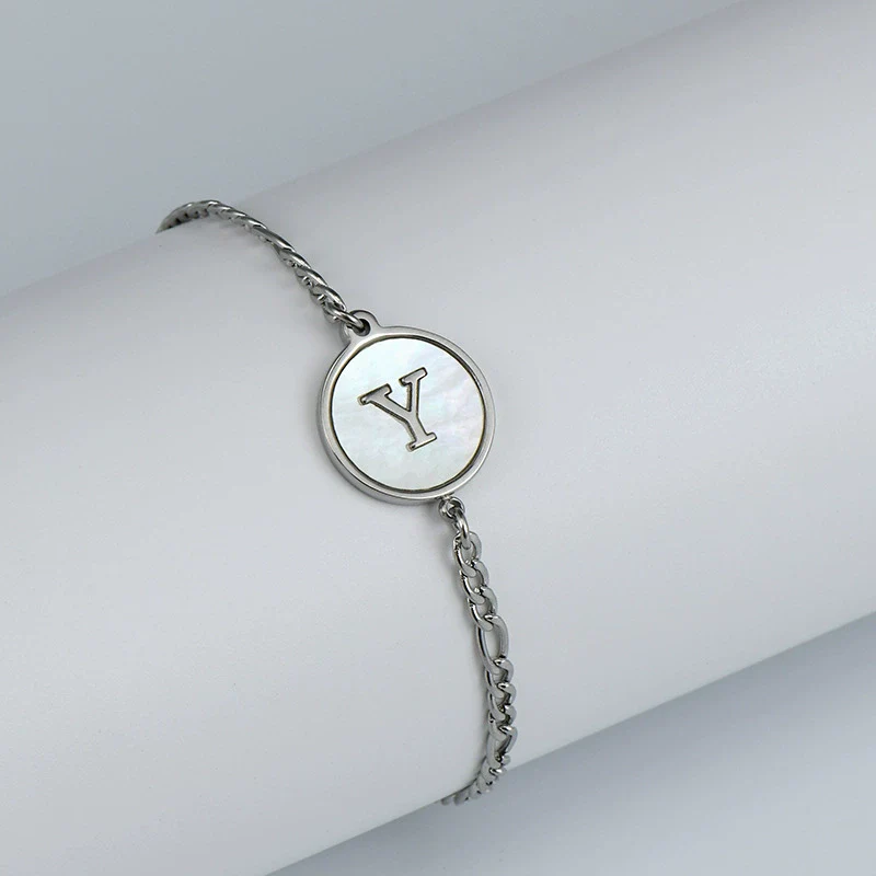 316L Stainless Steel Geometric Letter Bracelet For Women - Image 29