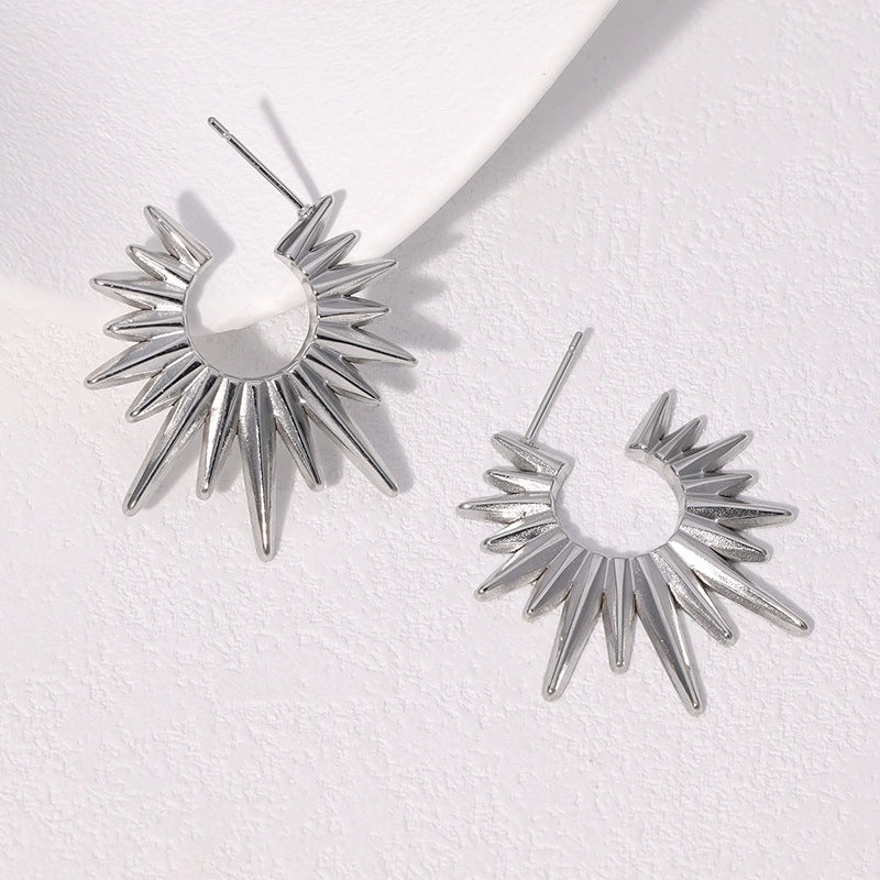 Stainless Steel Geometric Minimalist Retro 18K Goldplated Electroplated Women's Earrings - Image 2