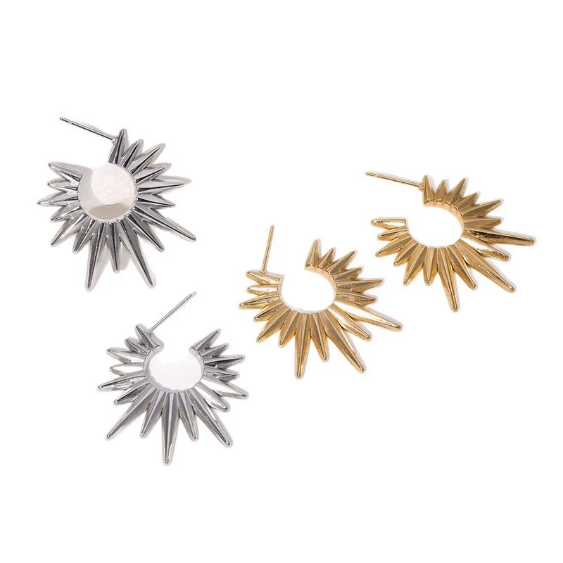 Stainless Steel Geometric Minimalist Retro 18K Goldplated Electroplated Women's Earrings - Image 4