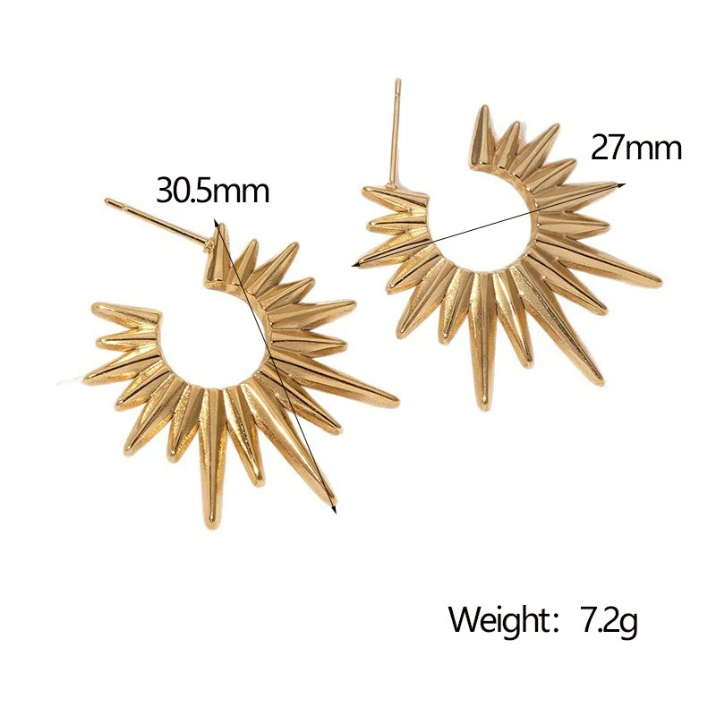 Stainless Steel Geometric Minimalist Retro 18K Goldplated Electroplated Women's Earrings - Image 5