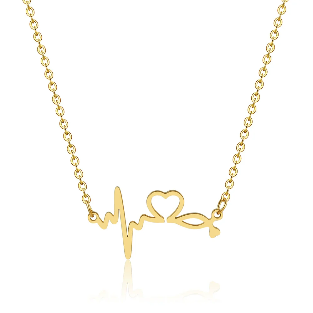 Stainless Steel Geometric Mother And Child Pendant Necklace With Snake Bone Chain Real Gold Electroplated - Image 10