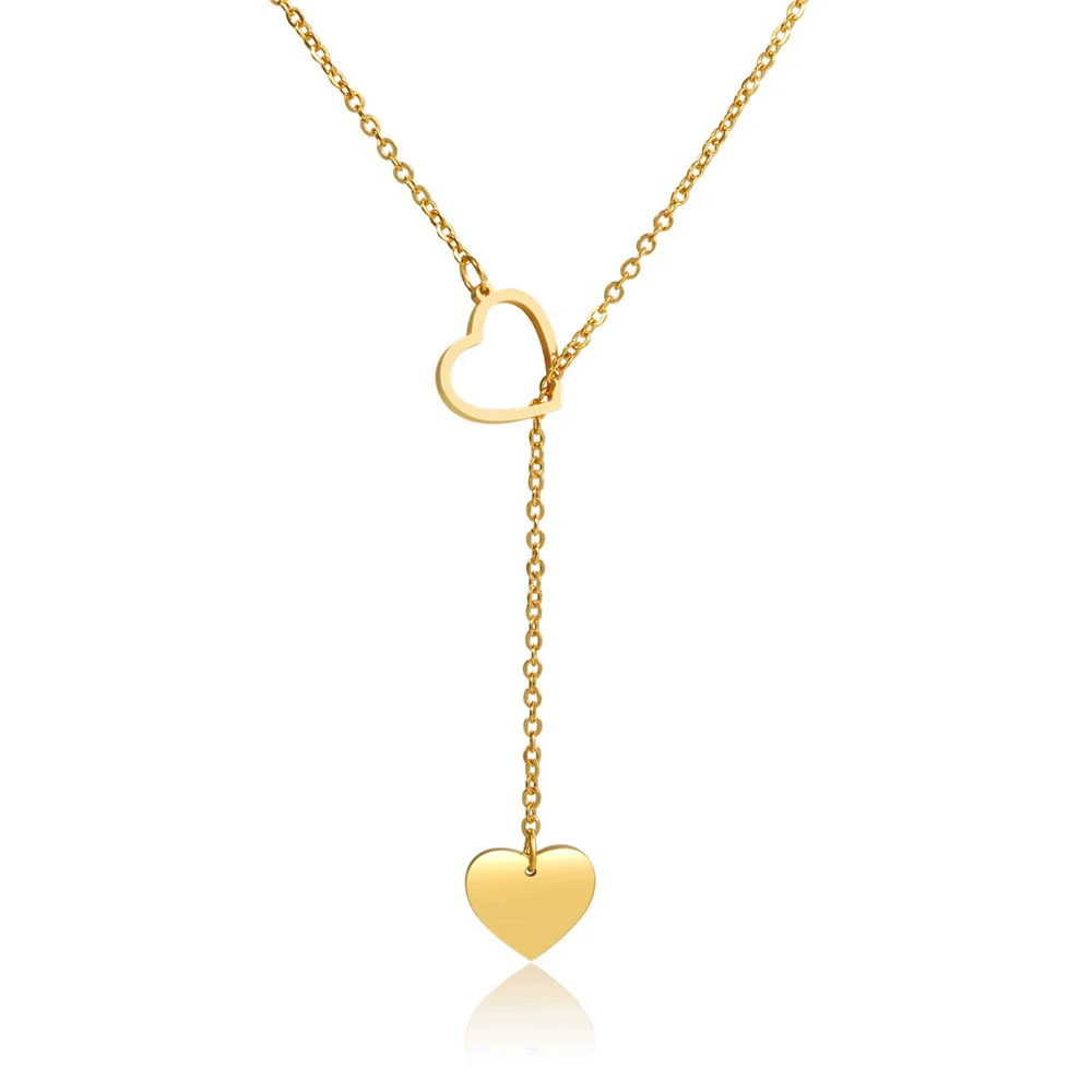 Stainless Steel Geometric Mother And Child Pendant Necklace With Snake Bone Chain Real Gold Electroplated - Image 17