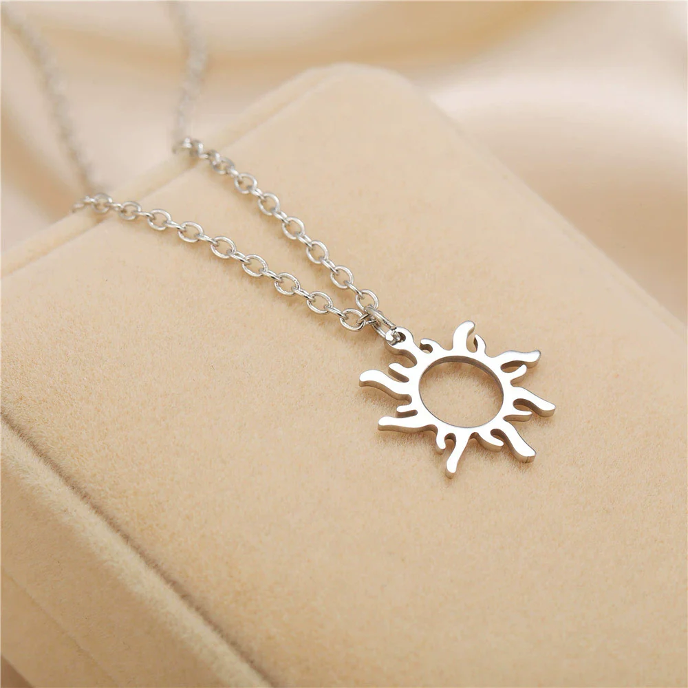 Stainless Steel Geometric Mother And Child Pendant Necklace With Snake Bone Chain Real Gold Electroplated - Image 6