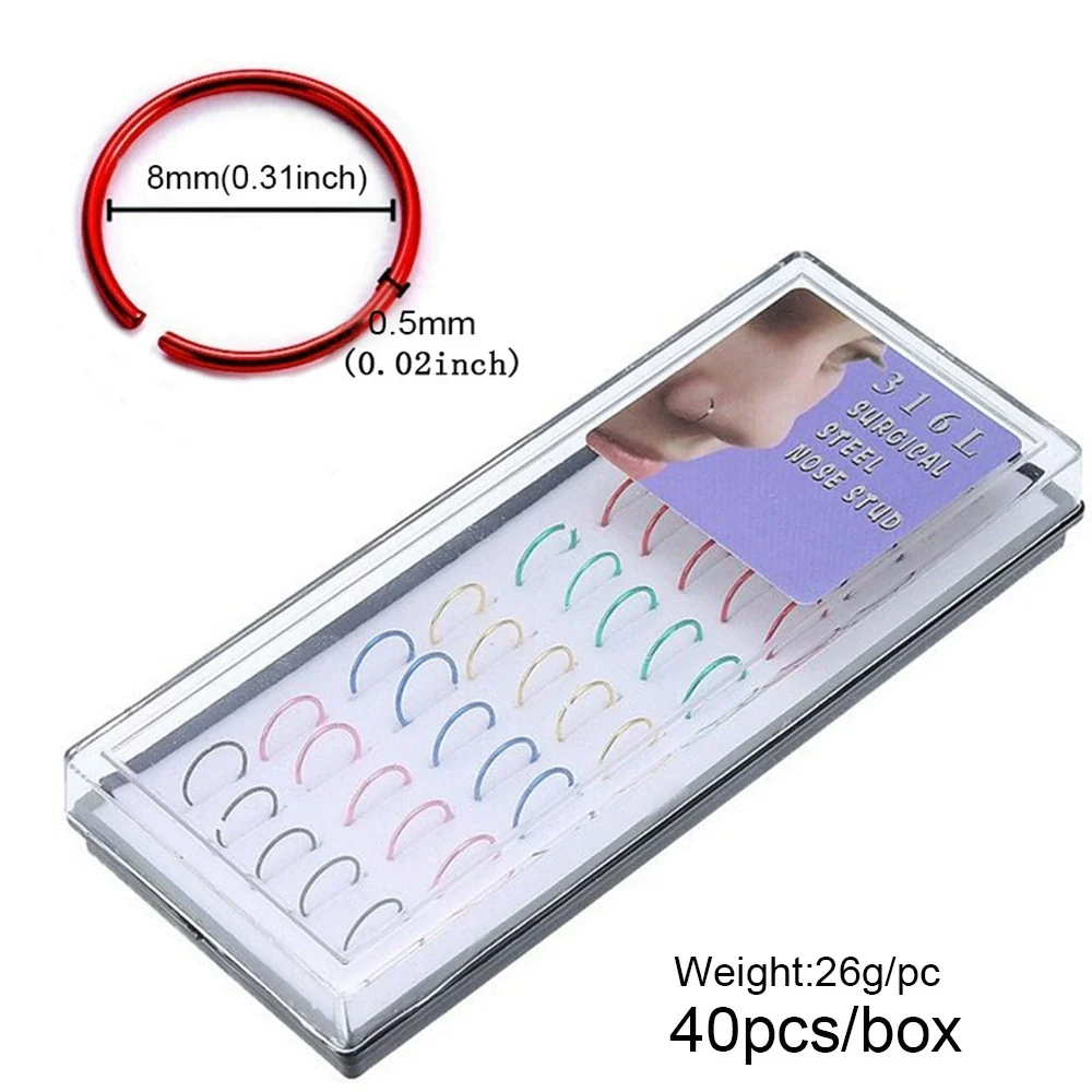 Stainless Steel Geometric Nose Nail Nose Ring Inlaid With Artificial And Semiprecious Stones For Women - Image 3