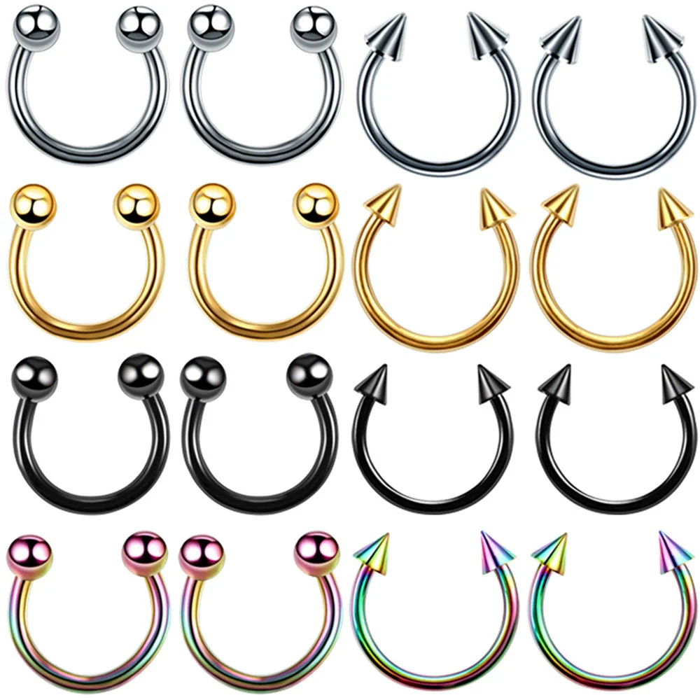 Stainless Steel Geometric Nose Ring Body Puncture Jewelry Electroplated