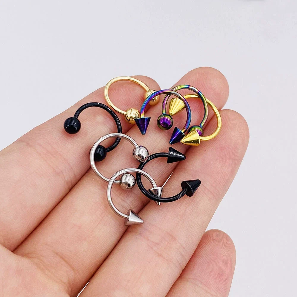 Stainless Steel Geometric Nose Ring Body Puncture Jewelry Electroplated - Image 3