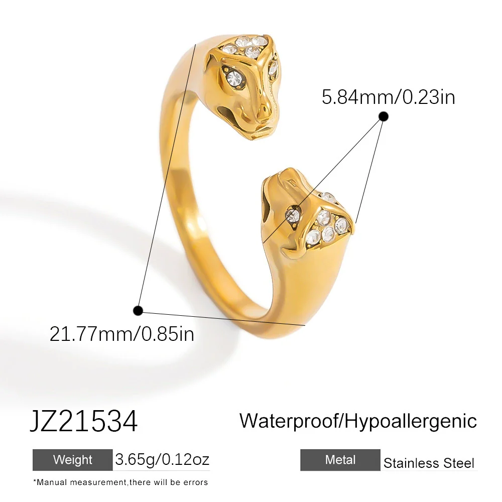 Stainless Steel Geometric Open Ring Jewelry Electroplated With Bright Stone And 18K Gold Colorpreserving Feature - Image 11