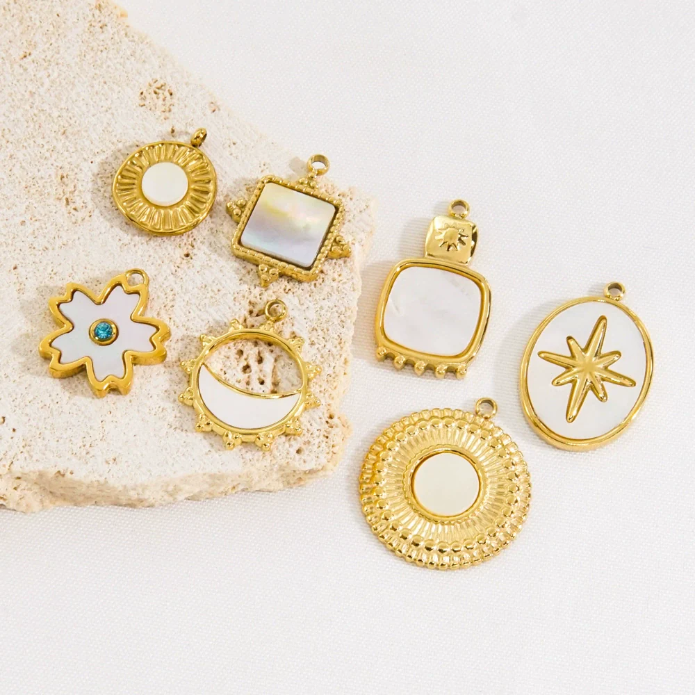 Stainless Steel Geometric Pendant Furnace Electroplated 14K Gold Fine Polished Colorpreserving Diy Accessories - Image 3