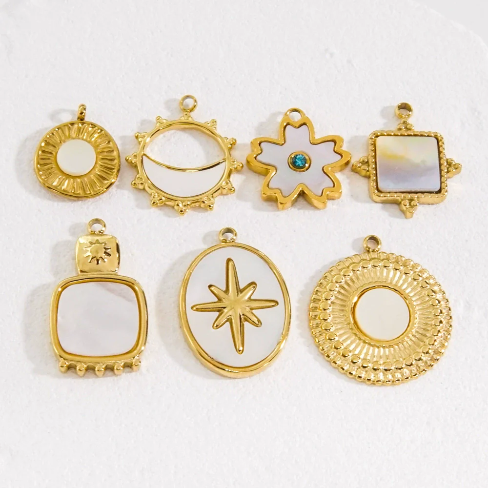 Stainless Steel Geometric Pendant Furnace Electroplated 14K Gold Fine Polished Colorpreserving Diy Accessories - Image 5