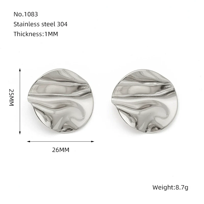 316L Stainless Steel Geometric Pleated Irregular Vacuum 18K Gold Plated Electroplated Women's Earrings - Image 6