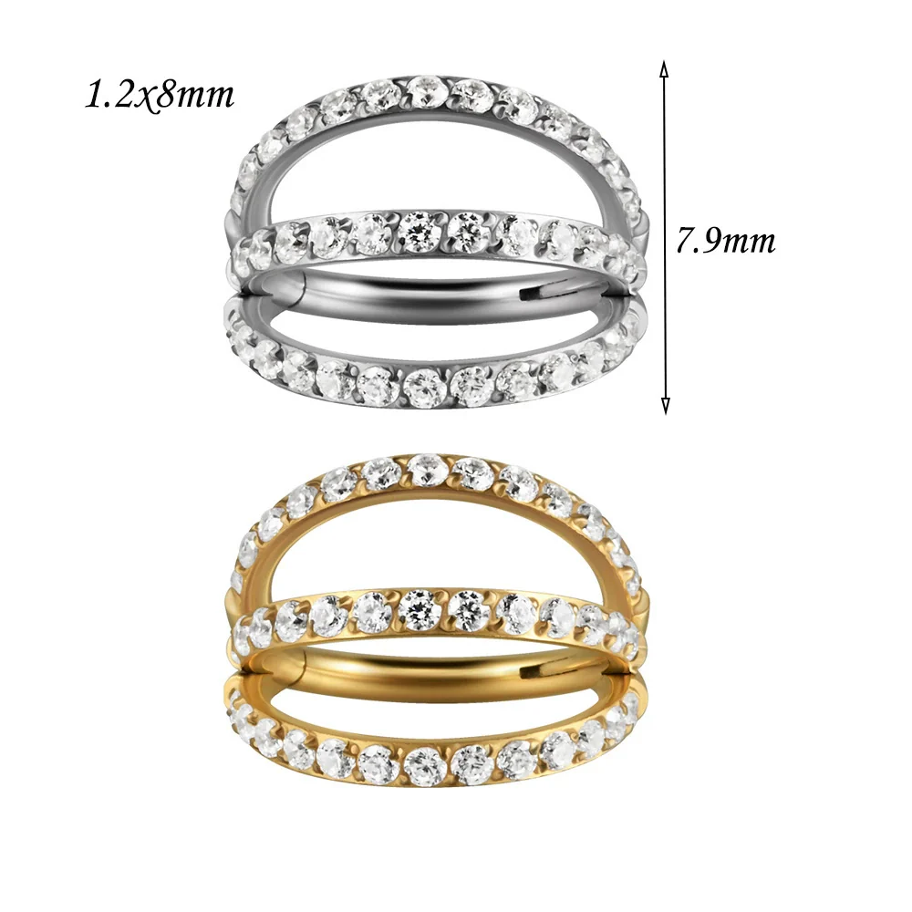 Stainless Steel Geometric Precision Inlaid Zircon Nose Ring And Ear Bone Cartilage Helix Earrings With Electroplating - Image 12