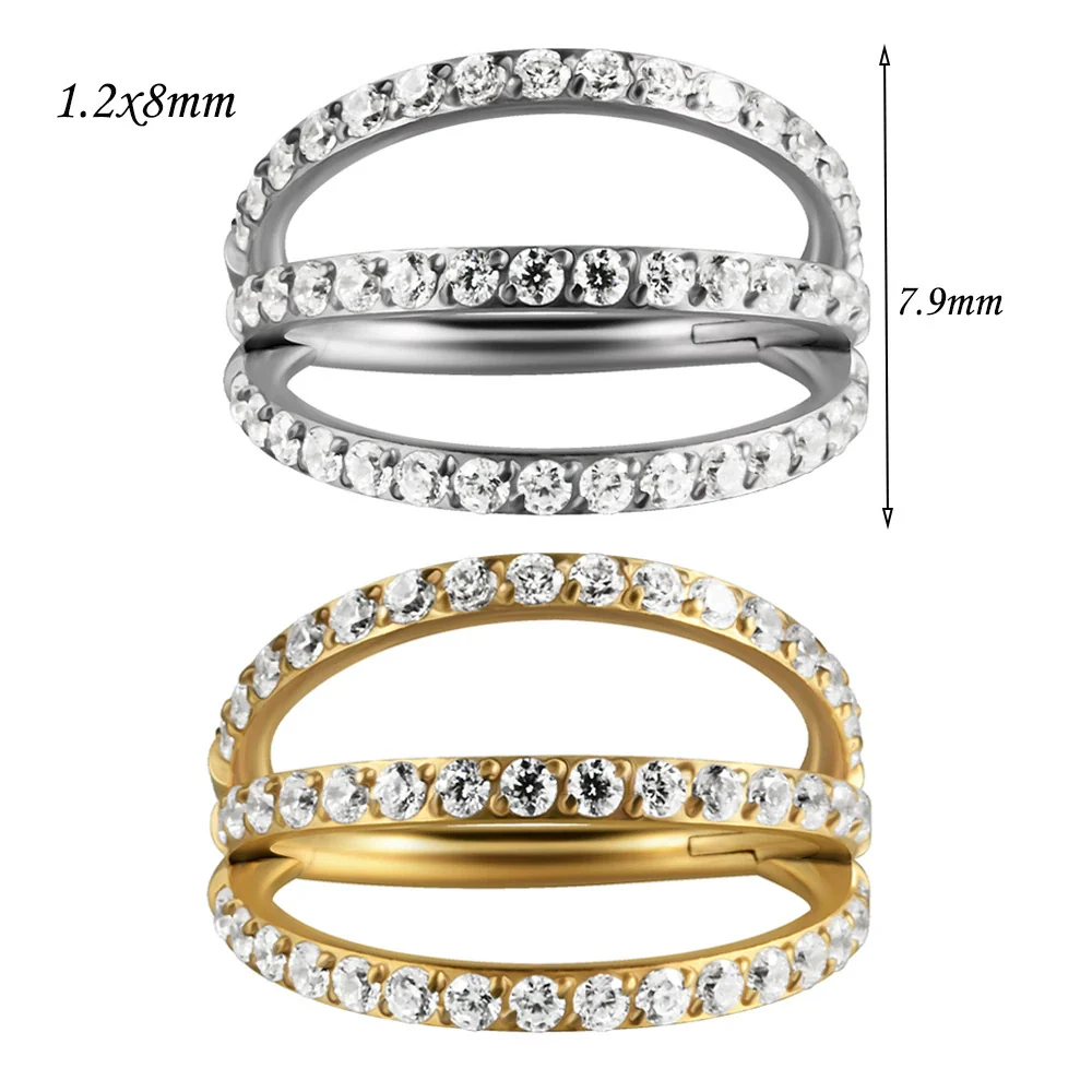 Stainless Steel Geometric Precision Inlaid Zircon Nose Ring And Ear Bone Cartilage Helix Earrings With Electroplating - Image 13