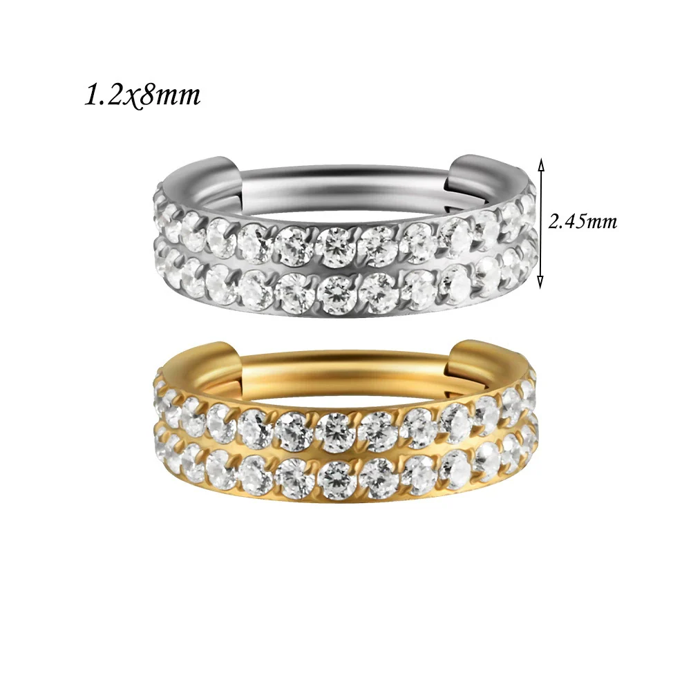 Stainless Steel Geometric Precision Inlaid Zircon Nose Ring And Ear Bone Cartilage Helix Earrings With Electroplating - Image 14