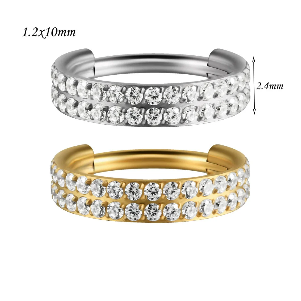 Stainless Steel Geometric Precision Inlaid Zircon Nose Ring And Ear Bone Cartilage Helix Earrings With Electroplating - Image 15
