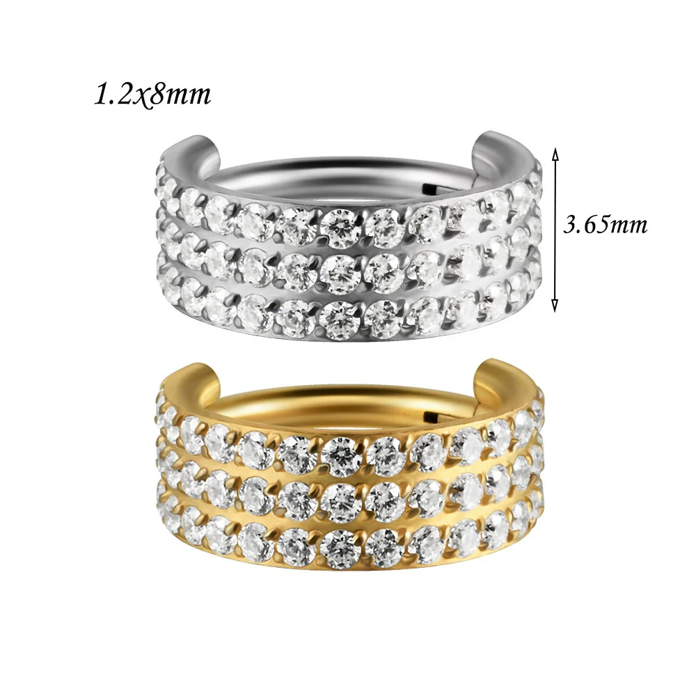 Stainless Steel Geometric Precision Inlaid Zircon Nose Ring And Ear Bone Cartilage Helix Earrings With Electroplating - Image 16