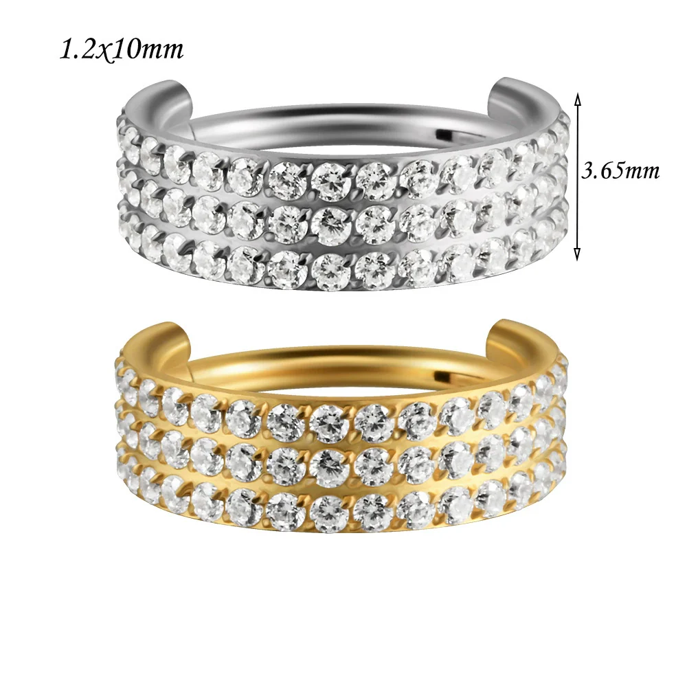Stainless Steel Geometric Precision Inlaid Zircon Nose Ring And Ear Bone Cartilage Helix Earrings With Electroplating - Image 17