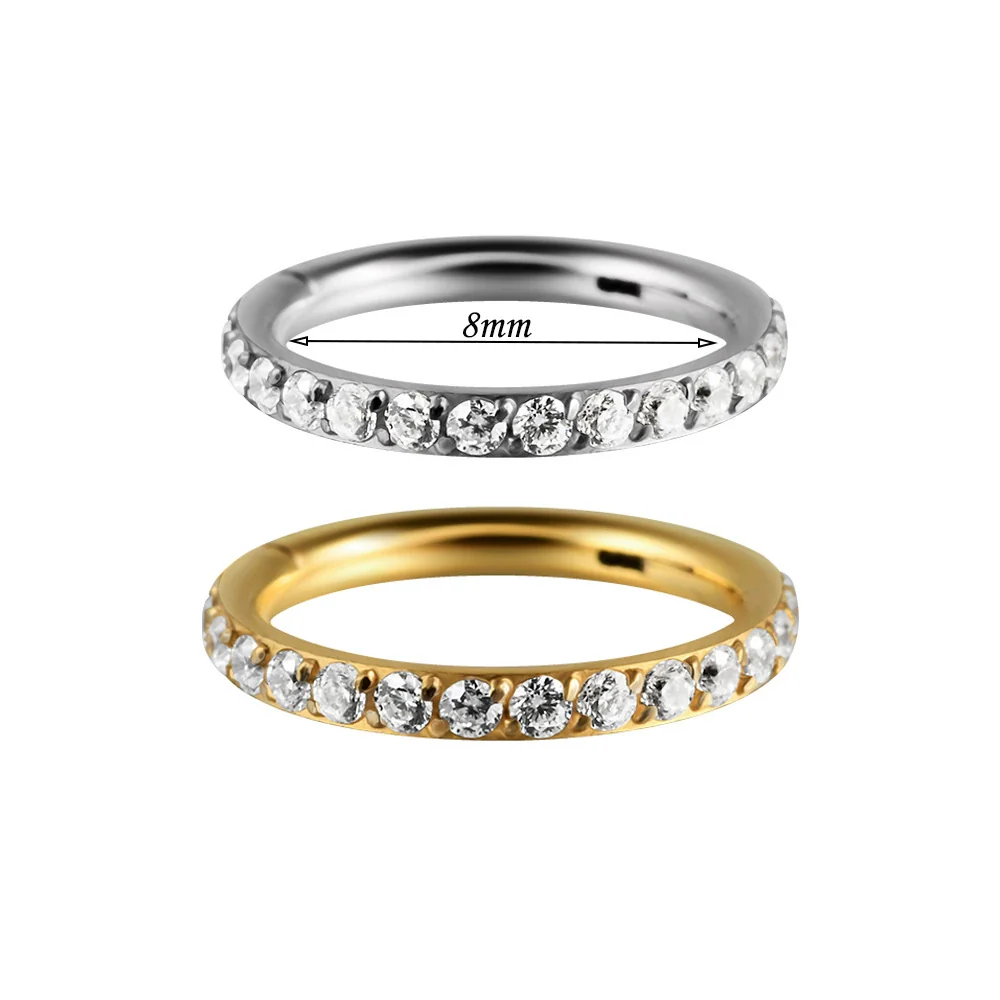 Stainless Steel Geometric Precision Inlaid Zircon Nose Ring And Ear Bone Cartilage Helix Earrings With Electroplating - Image 6