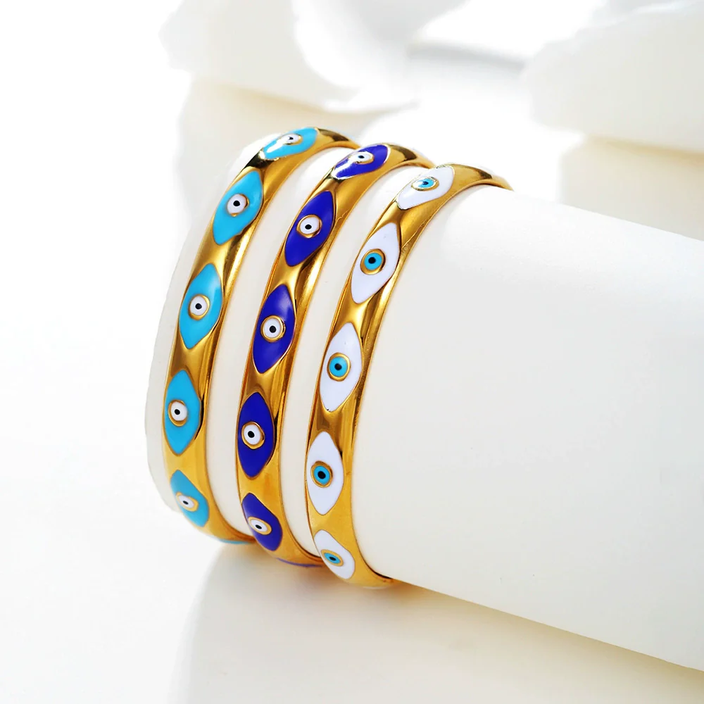 Stainless Steel Geometric Retro Fashion Open Bracelet For Women With Electroplating - Image 2
