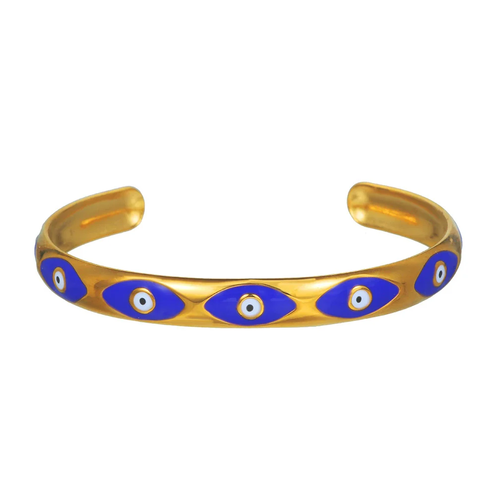 Stainless Steel Geometric Retro Fashion Open Bracelet For Women With Electroplating - Image 3