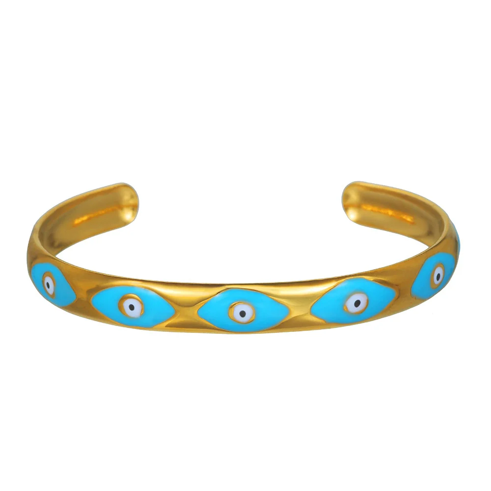 Stainless Steel Geometric Retro Fashion Open Bracelet For Women With Electroplating - Image 4