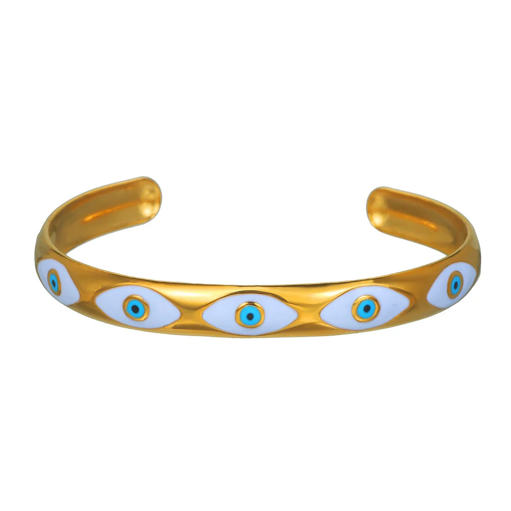 Stainless Steel Geometric Retro Fashion Open Bracelet For Women With Electroplating - Image 5