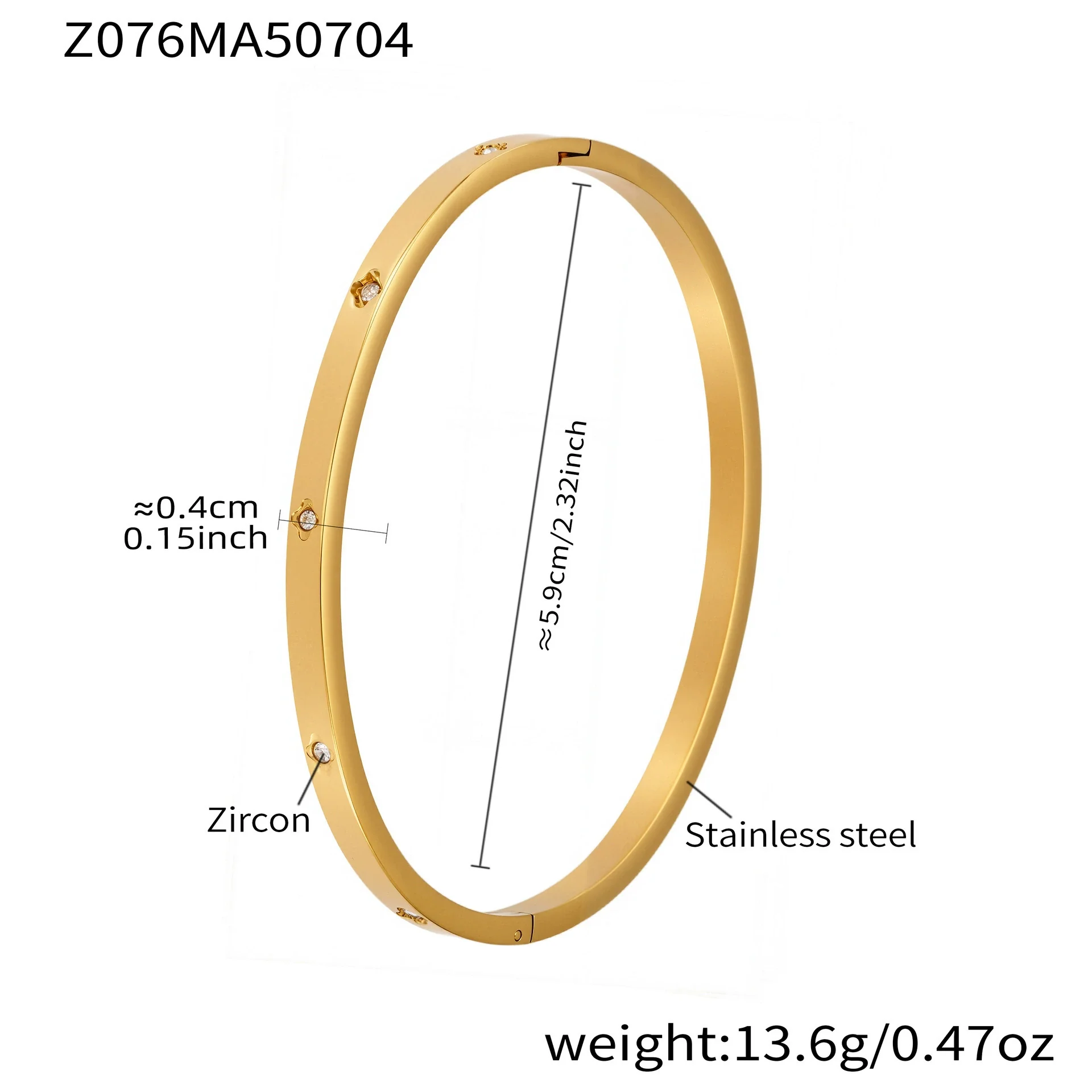 Stainless Steel Geometric Ring And Bracelet Combination Inlaid With Zircon Electroplated - Image 10