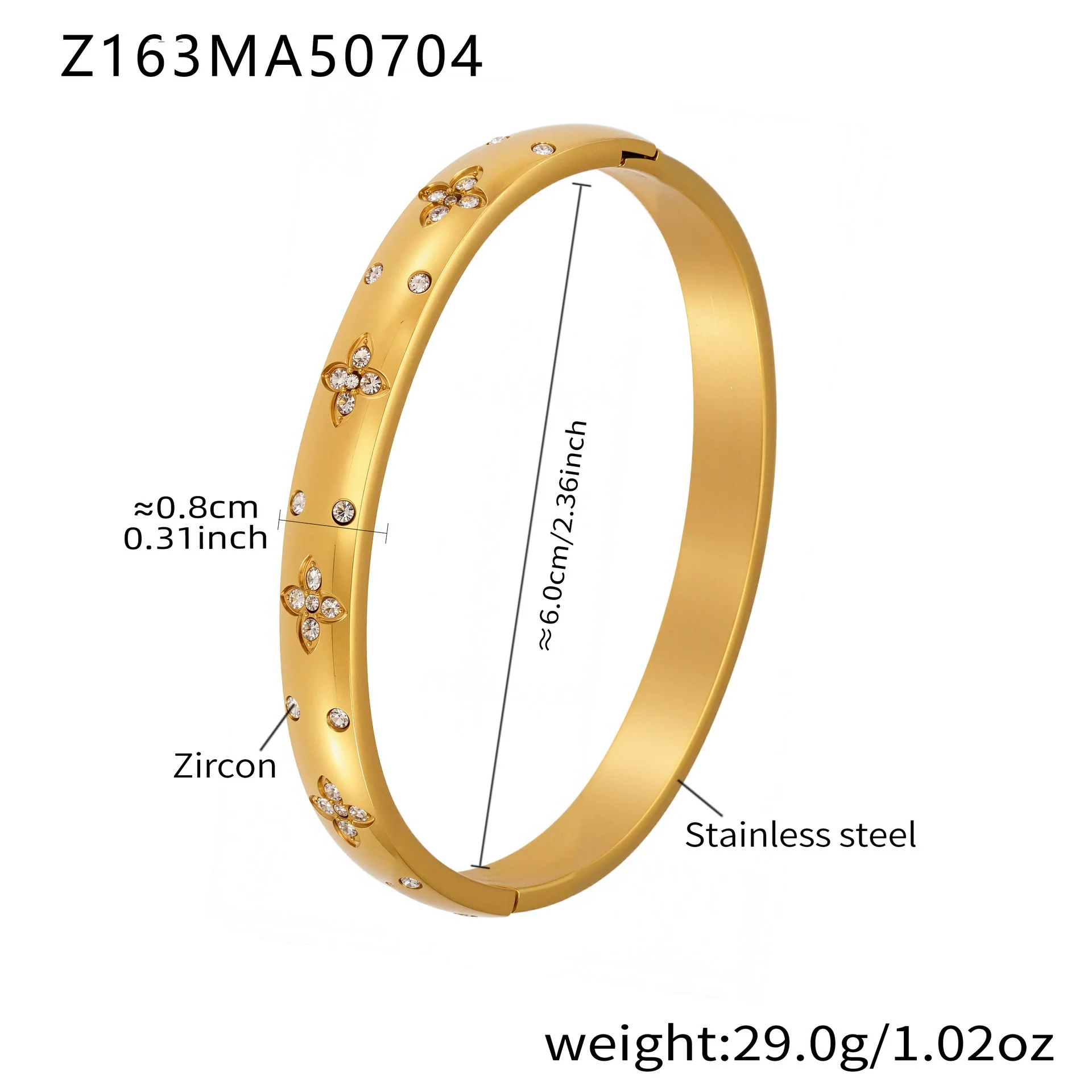 Stainless Steel Geometric Ring And Bracelet Combination Inlaid With Zircon Electroplated - Image 12